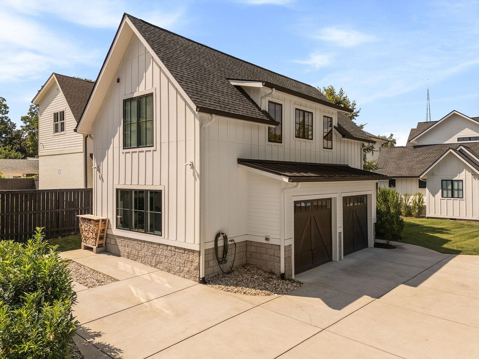front elevation and private driveway