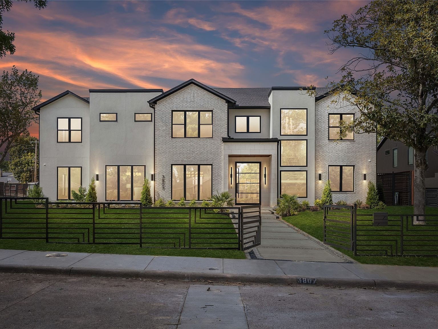 twilight facade and private gated approach