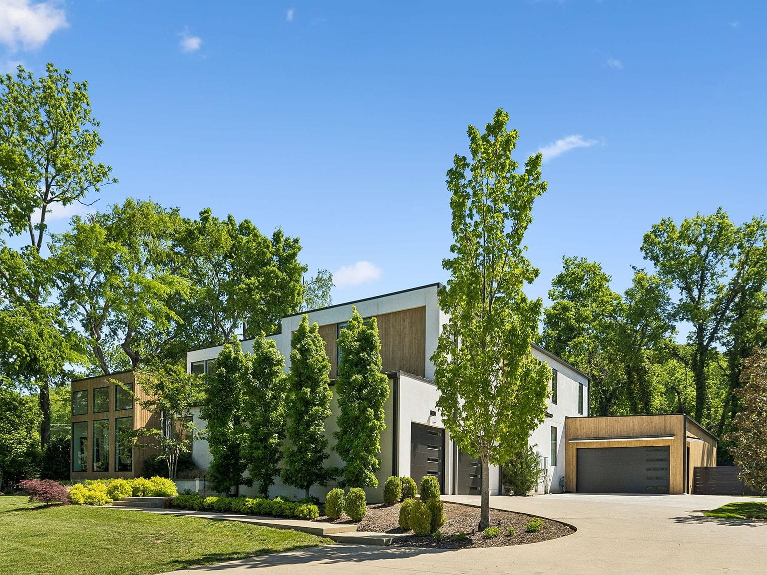 contemporary residence and gated approach